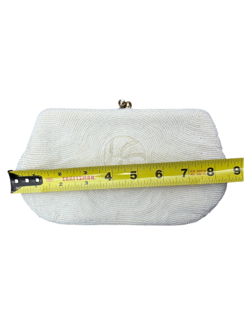 Vintage White Beaded Evening Clutch Purse Made in Japan Bridal Wedding Formal Ha - Picture 7 of 8